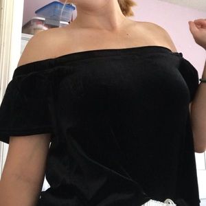 Off shoulder velvet top